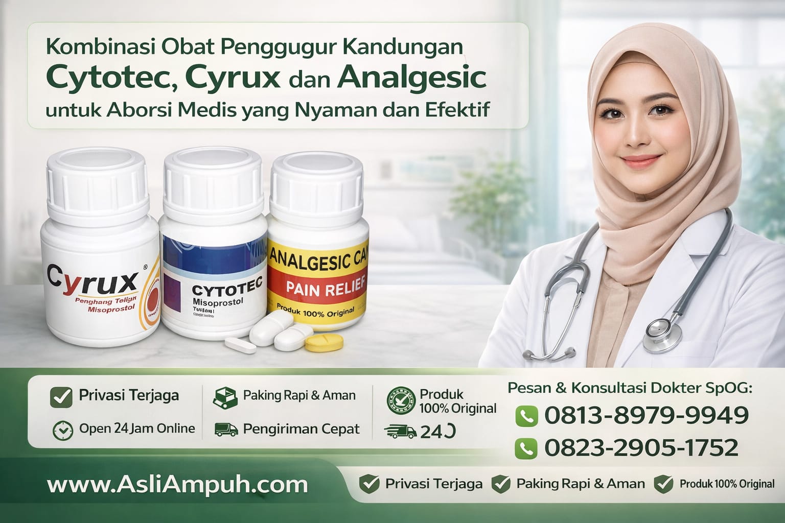 Kombinasi Obat Penggugur Kandungan Cytotec, Cyrux dan Analgesic untuk Aborsi Medis yang Nyaman dan Efektif