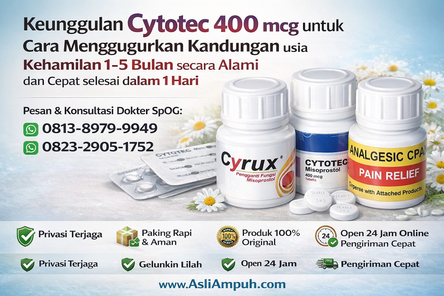 Keunggulan Cytotec 400 mcg untuk Cara Menggugurkan Kandungan usia Kehamilan 1-5 Bulan secara Alami dan Cepat selesai dalam 1 Hari